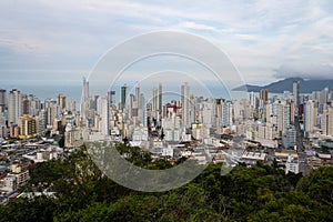 Aerial view of buildings in Balneario Camboriu city - Balneario Camboriu, Santa Catarina, Brazil