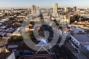 Aerial view of buildings, houses and commercial establishments