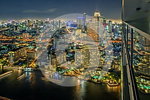 Aerial view of buildings from top roof panoramic picture