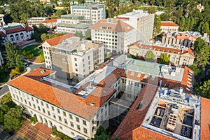 Aerial view of buildings in University of California, Berkeley campus photo