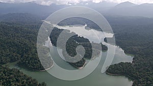 Aerial view Bukit Tabur Dam in forest Ulu Klang