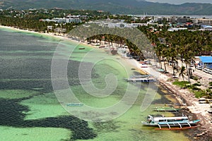 Aerial view of Bulabog beach. Boracay Island. Western Visayas. Philippines