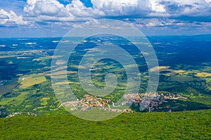 Aerial view of Bulgarian town Pavolche
