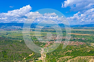 Aerial view of Bulgarian town Stob