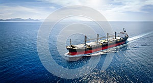 Aerial view of a bulk carrier cargo vessel photo