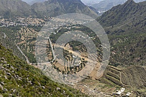 Aerial view of Buner from the top of the mountain Karakar pass