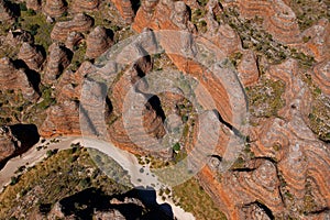 Aerial view of the Bungle Bungle range in Purnululu National Park, Australia