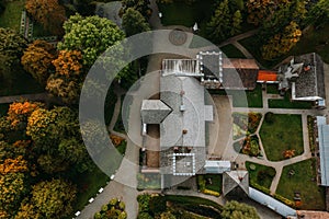 Aerial view of Burbiskis manor, Radviliskis region in Lithuania