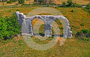 Aerial view of the Burnum Roman remains near, Oklaj, Croatia