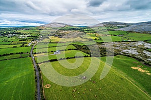 Aerial view of The Burren in Ireland