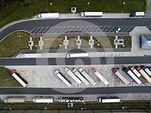 Aerial view of a bus station
