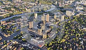Aerial view of business district in Vilnius