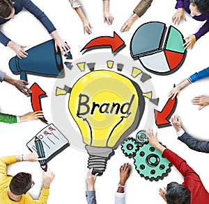 Aerial View of Business People and Branding Concepts