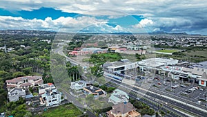 Aerial View of Bustling Traffic in Quatre Bornes City, Mauritius