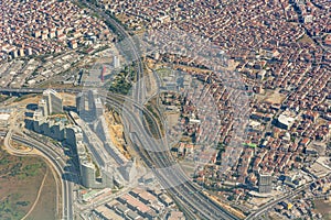 Aerial view of busy old city of Istanbul, Turkey.