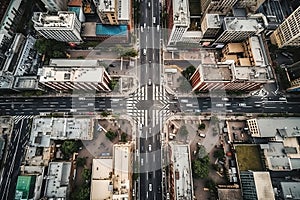 Aerial View Of Busy Urban Streets And Intersections created by generative AI