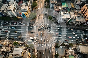 Aerial View Of Busy Urban Streets And Intersections created by generative AI