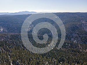 Aerial view of Byala Cherkva region at Rhodopes Mountain, Bulgaria