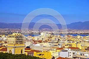 Aerial view of Cagliari, in Sardinia, Italy