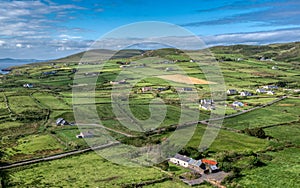 Aerial view at Cahersiveen Ballycarbery Castle in County Kerry Ireland Wild Atlantic Way seen by drone