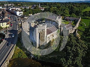 Aerial view. Cahir Castle. county Tipperary. Ireland photo