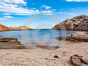 AERIAL VIEW OF THE CALA CRUCITTA BEACH IN SARDINIA