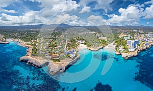 Aerial view of Cala Domingo and Tropicana beach of Mallorca, Spain photo