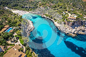 Aerial view with Cala Llombards on Mallorca