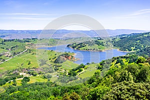Aerial view of Calero reservoir, Calero county park, Santa Clara county, south San Francisco bay area, San Jose, California photo