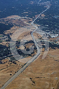 Aerial view of Californian highway road