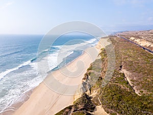 Aerial view on the Californian Pacific ocean cliffs