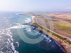 Aerial view on the Californian Pacific ocean cliffs