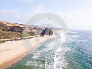 Aerial view on the Californian Pacific ocean cliffs