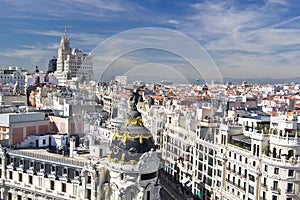 Aerial view of the Calle Gran Via in Madrid, Spain photo