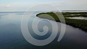 Aerial View of Calm Lagoon and Mangroves in Caribbean