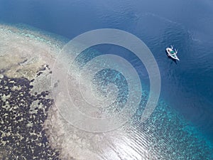 Aerial View of Calm Seas and Coral Reef in Banda Sea