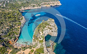 Aerial view with Calo des Moro, Mallorca