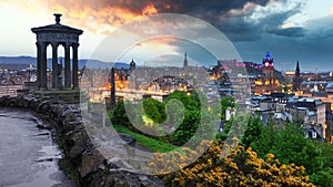 Aerial view from Calton Hill, Edinburgh, Great Britain