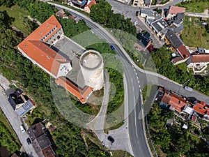 Aerial view of Camburg Castle in Thuringia