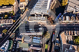 Aerial view of the Camden Lock Market in London, United Kingdom. photo