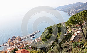 Aerial view of Camogli Liguria Italy