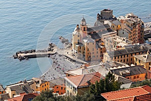 Aerial view of Camogli Liguria Italy