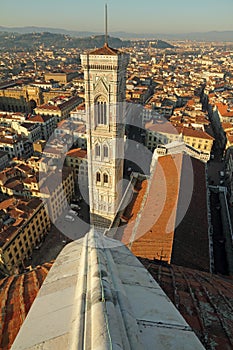 Aerial view of Campanile di Giotto and Florence seen from Bru photo