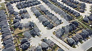 Aerial view of a Canadian suburban neighbourhood, Calgary