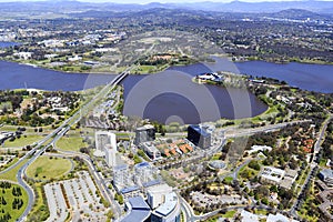 Aerial view of Canberra city