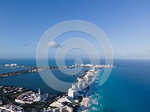 Aerial view of Cancun Hotel Zone, Mexico