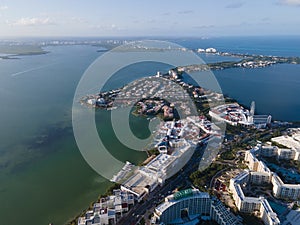 Aerial view of Cancun Hotel Zone, Mexico