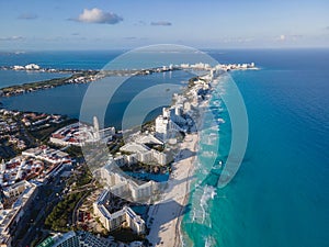 Aerial view of Cancun Hotel Zone, Mexico