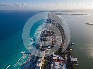 Aerial view of Cancun Hotel Zone, Mexico