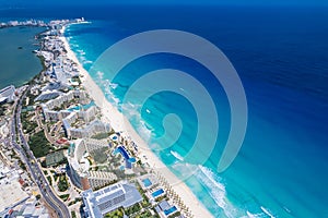 Aerial view of Cancun Hotel Zone, Mexico